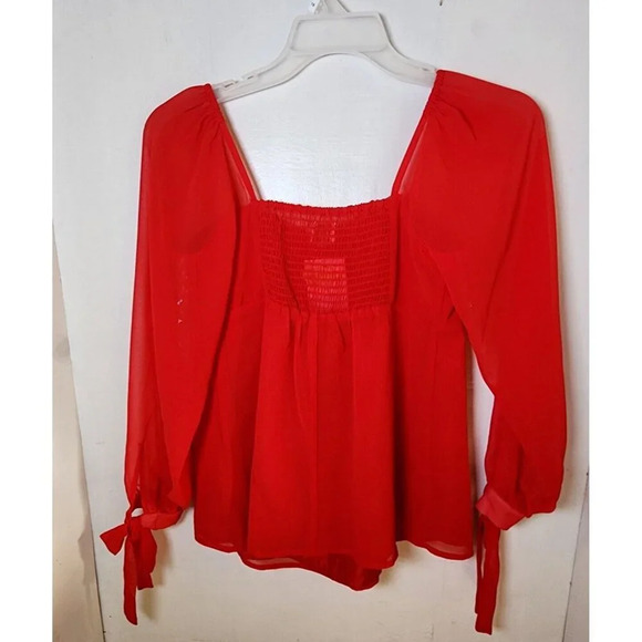New Isabel Maternity Women's Red 3/4 Sleeve Square Neck Blouse Size S - Picture 4 of 4